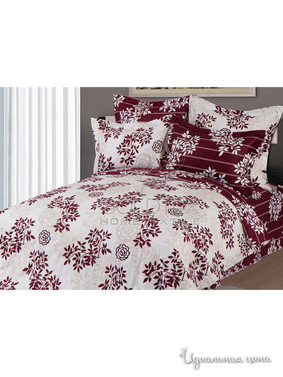 Комплект постельного белья Евро Goldtex, цвет бордовый, молочный