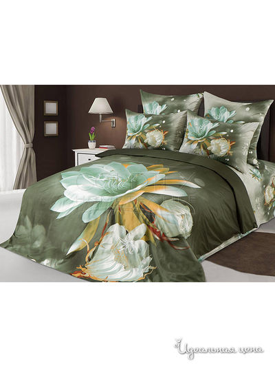 Комплект постельного белья двуспальный Goldtex, цвет зеленый, белый