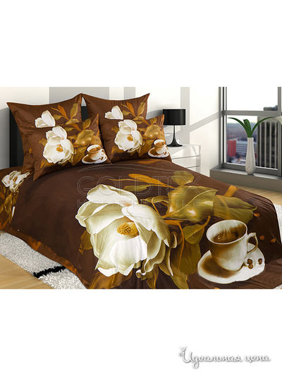Комплект постельного белья двуспальный Goldtex, цвет коричневый