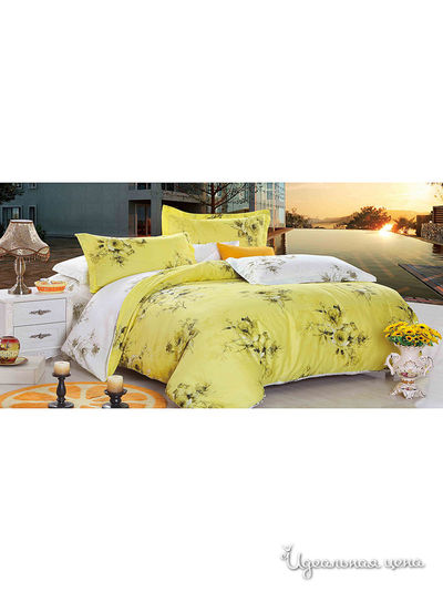 Комплект постельного белья 1,5-спальный Танаис, цвет желтый, белый