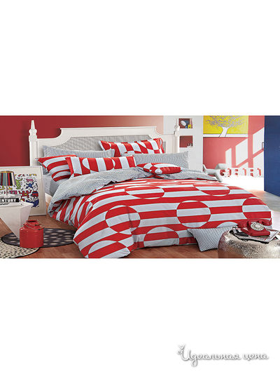Комплект постельного белья 1,5-спальный Танаис, цвет красный, белый