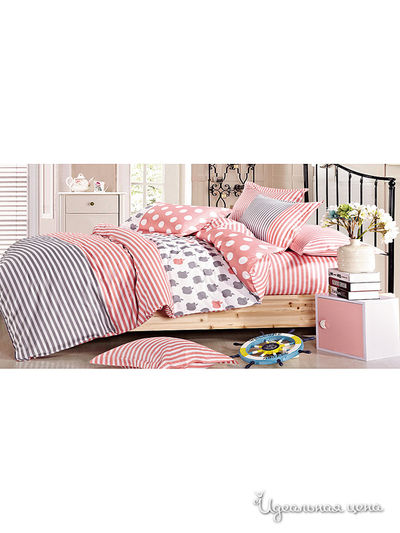 Комплект постельного белья 1,5-спальный Танаис, цвет розовый, серый
