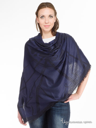 Палантин Hermes, цвет темно-синий