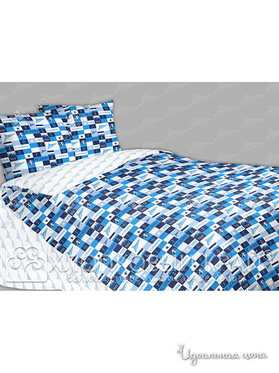 Комплект постельного белья, 1,5 - спальный Хлопковый Край, цвет синий, голубой