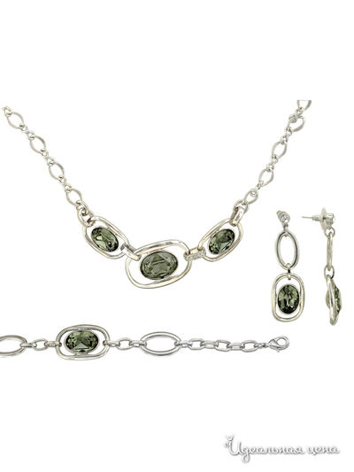 Комплект украшений Bijou Tresor, цвет серебряный, зеленый