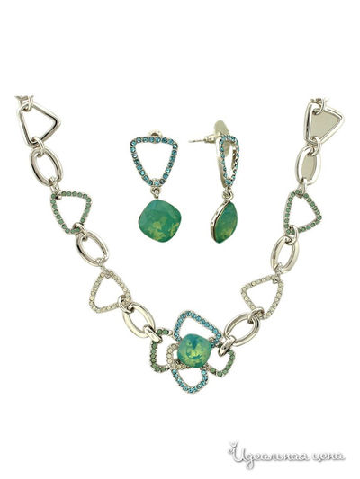Комплект украшений Bijou Tresor, цвет серебряный, зеленый