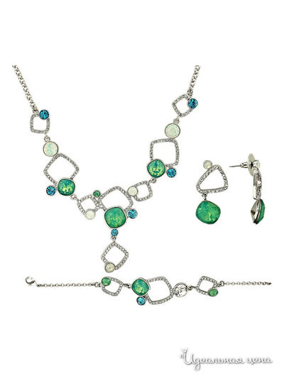 Комплект украшений Bijou Tresor, цвет серебряный, зеленый