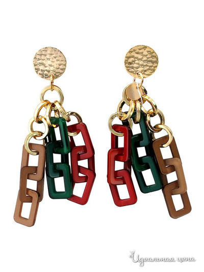 Серьги Bijou Tresor, цвет красный, зеленый, коричневый