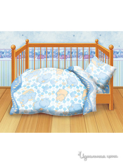 Комплект постельного белья детский Кошки-мышки, цвет голубой