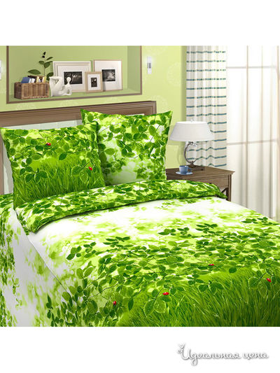 Комплект постельного белья, Евро Традиция Текстиля, цвет зеленый