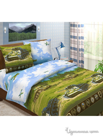 Комплект постельного белья Евро Традиция Текстиля, цвет голубой, зеленый