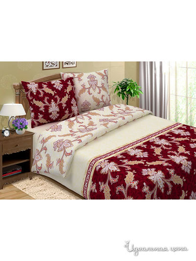 Комплект постельного белья, 1,5-спальный Традиция Текстиля, цвет бордовый, бежевый