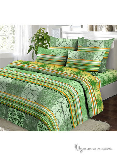 Комплект постельного белья Евро Фаворит-Текстиль, цвет зеленый