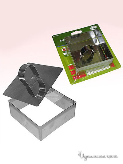 Кулинарная форма, 10*10*4 см с прессом Мультидом, цвет в ассортименте