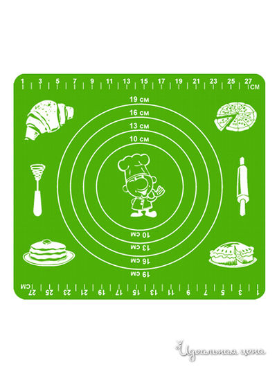 Коврик кулинарный с разметкой Мультидом, цвет зеленый