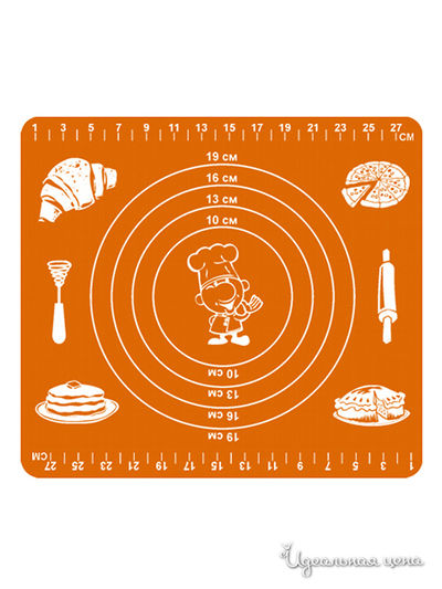 Коврик кулинарный с разметкой Мультидом, цвет оранжевый