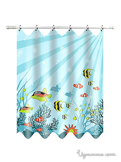 Штора для ванной 180*180 см Мультидом, цвет голубой