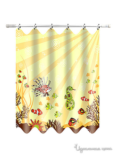 Штора для ванной 180*180 см Мультидом, цвет желтый