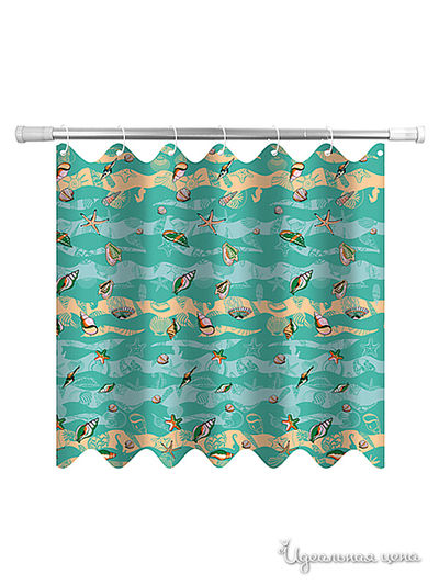 Штора для ванной 180*180 см Мультидом, цвет бирюзовый