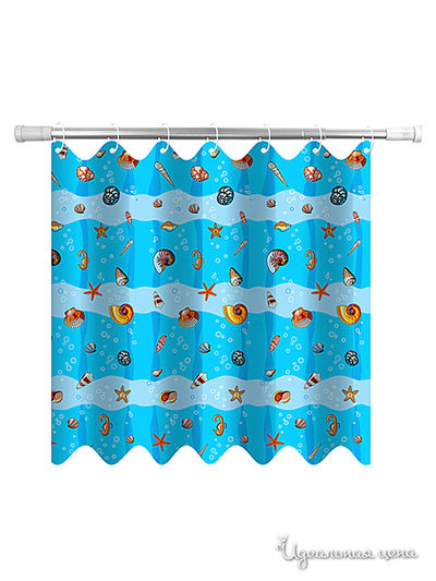 Штора для ванной 180*180 см Мультидом, цвет голубой