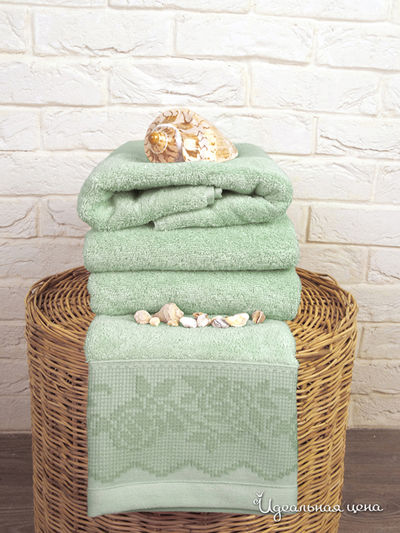 Махровое полотенце 70х140 см Тет-а-Тет, цвет мятный