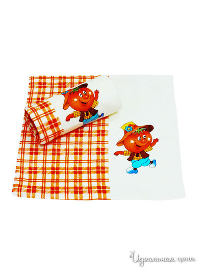 Набор полотенец, 2 шт Текстильный каприз, цвет оранжевый, молочный