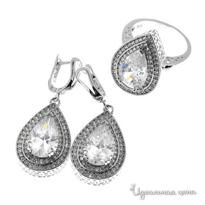 Комплект украшений Эсмеральда, цвет серебряный, белый