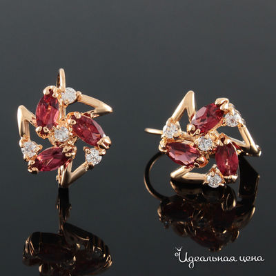 Серьги Эсмеральда, цвет золотой, красный