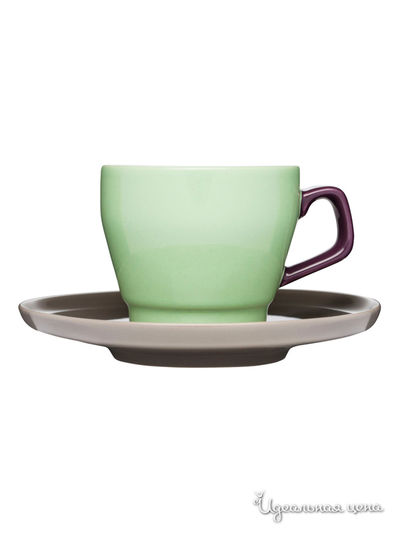 Кружка с блюдцем Sagaform, цвет зеленый, коричневый