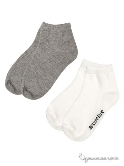 Носки, 2 пары Button Blue, цвет белый, серый