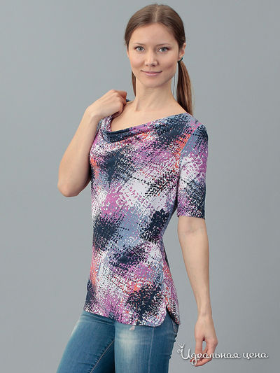 Блуза Tom Tailor, цвет сиреневый, оранжевый, черный