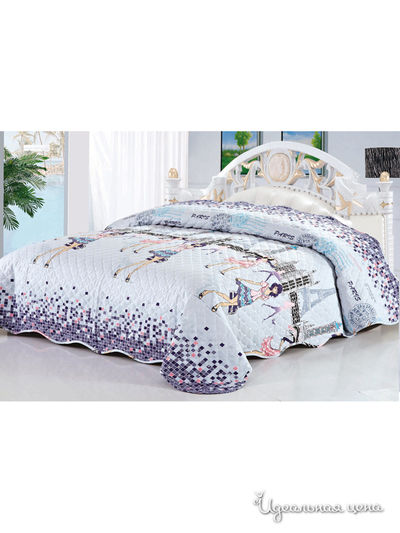 Покрывало стеганое, 180х220 см Softline, цвет голубой, сиреневый