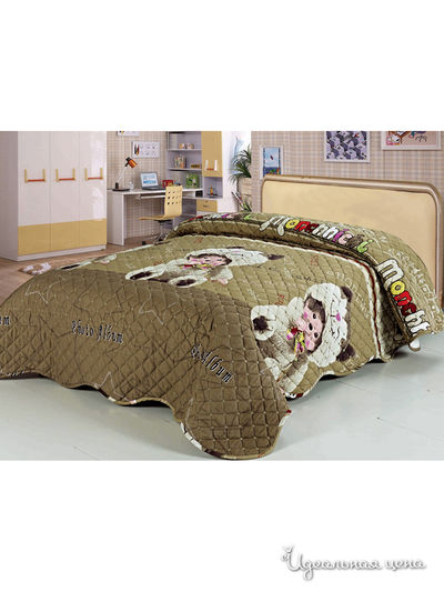 Покрывало стеганое, 180х220 см Softline, цвет коричневый, белый