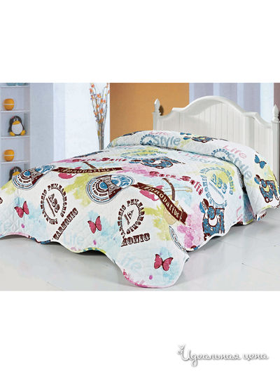 Покрывало стеганое, 160х220 см Softline, цвет голубой, белый