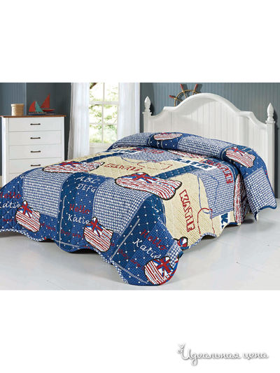 Покрывало стеганое, 160х220 см Softline, цвет синий, желтый