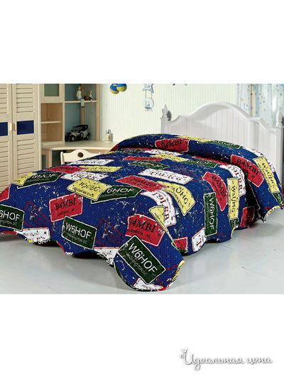 Покрывало стеганое, 180х220 см Softline, цвет синий, красный, зеленый