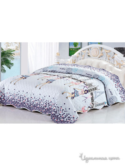 Покрывало стеганое, 160х220 см Softline, цвет голубой, сиреневый