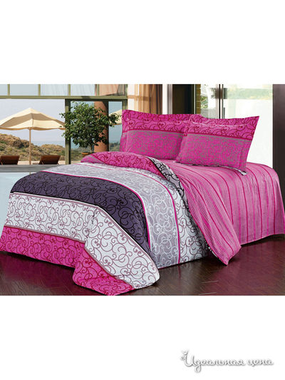 Комплект постельного белья Семейный Softline, цвет розовый