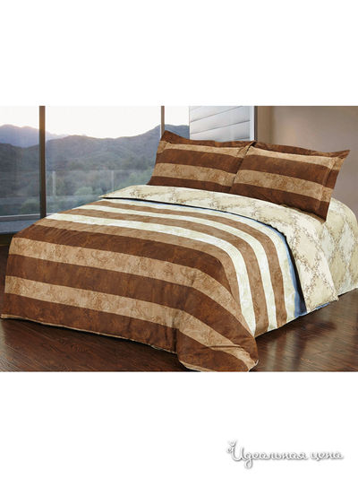 Комплект постельного белья Евро Softline, цвет коричневый, бежевый
