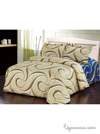 Комплект постельного белья Семейный Softline, цвет бежевый, синий