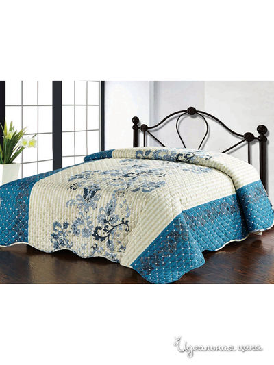 Покрывало стеганое, 220х240 см Softline, цвет голубой, бежевый