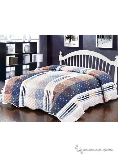 Покрывало стеганое, 220х240 см Softline, цвет синий, бежевый