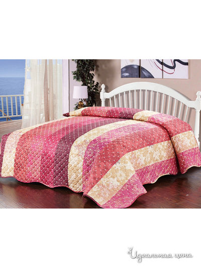 Покрывало стеганое, 220х240 см Softline, цвет розовый, бежевый