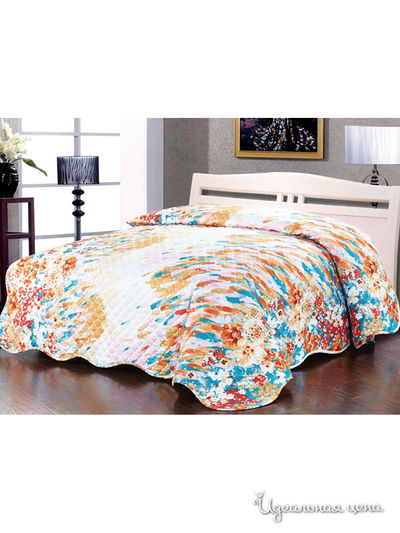 Покрывало стеганое, 220х240 см Softline, цвет голубой, бежевый