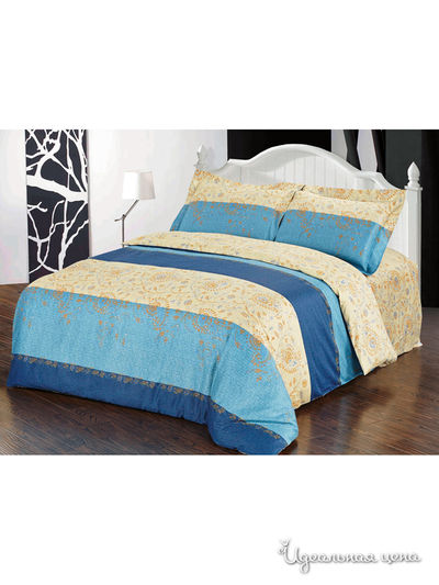 Покрывало стеганое, 220х240 см Softline, цвет голубой, бежевый