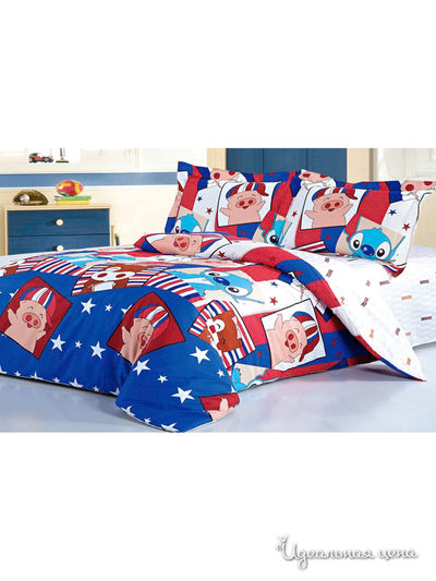 Комплект постельного белья, 1,5-спальный Softline, цвет белый, синий