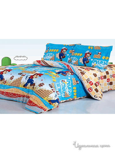 Комплект постельного белья, 1,5-спальный Softline, цвет голубой, бежевый