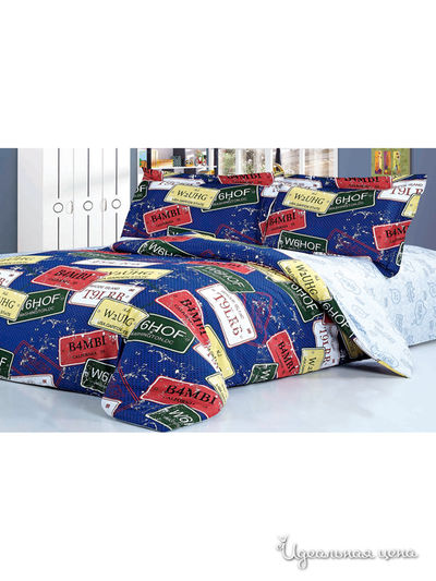 Комплект постельного белья, 1,5-спальный Softline, цвет синий, голубой