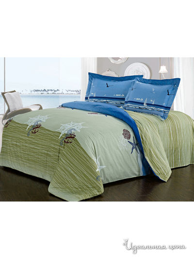 Комплект постельного белья, 1,5-спальный Softline, цвет зеленый, голубой