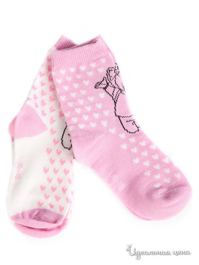 Носки, 2 пары Button Blue, цвет розовый , белый